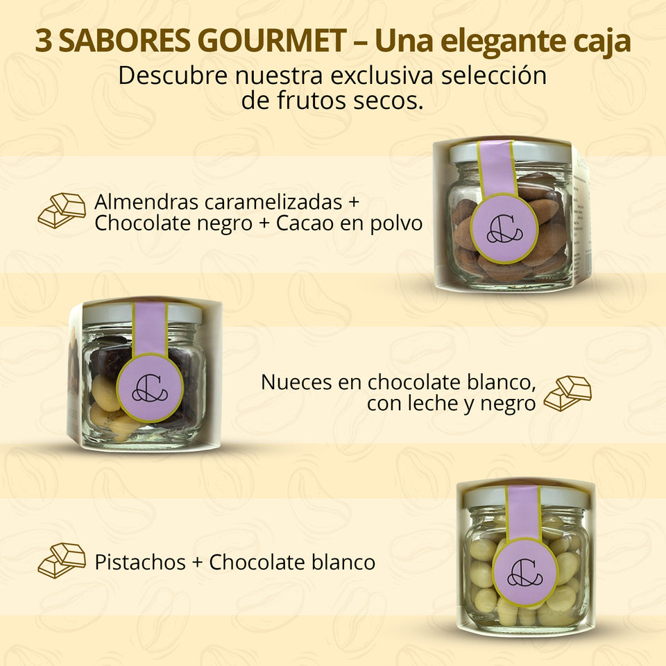 3 frascos. Pistachos, almendras y nueces