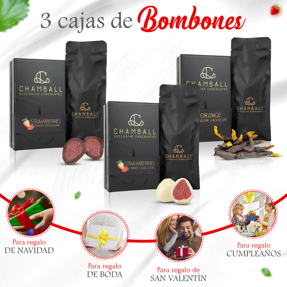 3 Cajas Bombones Chamball Fruits Selection