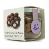 Almendras garrapiñadas con chocolate negro y polvo de cacao. 100gr
